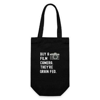 Film Camera grain fed funny photography gift - Gift Bag for Bottles - black - Front