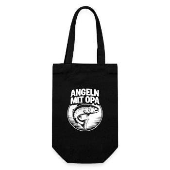Angeln mit Opa Opas Angelbuddy Angelguide - Geschenkbeutel für Flaschen - Schwarz - Vorne