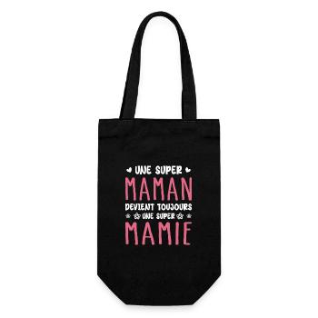 Aus einer Super Mom wird immer eine Super Granny - Geschenkbeutel für Flaschen - Schwarz - Vorne