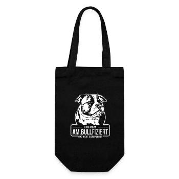AM BULLFIZIERT American Bulldog Hunde Wilsigns - Geschenkbeutel für Flaschen - Schwarz - Vorne