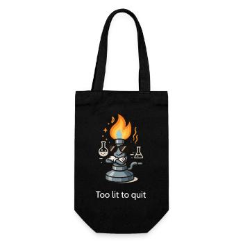 Too lit to quit – Der coolste Bunsenbrenner im Lab - Geschenkbeutel für Flaschen - Schwarz - Vorne