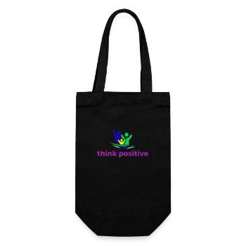 think positive happy family - Geschenkbeutel für Flaschen - Schwarz - Vorne