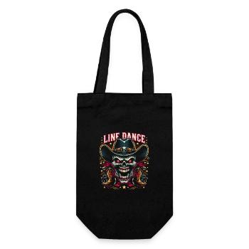 Line Dance Skull with Stetson and Boots and Lasso - Gift Bag for Bottles - black - Front