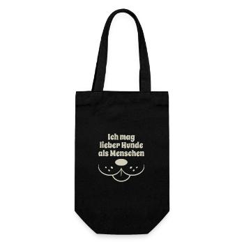 Ich mag Hunde lieber als Menschen - Spruch - Geschenkbeutel für Flaschen - Schwarz - Vorne