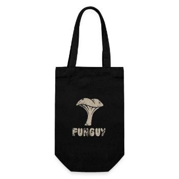 Funguy - lustiger Pilz - Wortspiel - Geschenkbeutel für Flaschen - Schwarz - Vorne