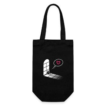 Cat sits by the window and waits - Cat Fan - Gift Bag for Bottles - black - Front