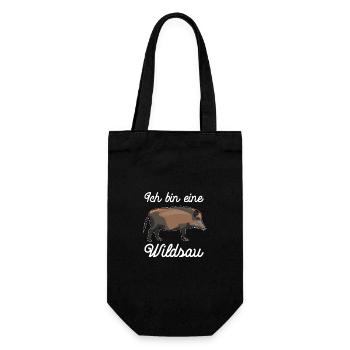 Ich bin eine Wildsau - Wildschwein - Geschenkbeutel für Flaschen - Schwarz - Vorne