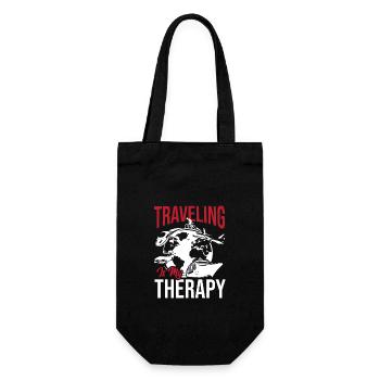 Reisen ist meine Therapie - Geschenkbeutel für Flaschen - Schwarz - Vorne