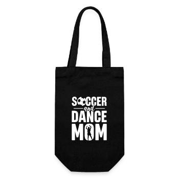 Ich bin eine Fußball- und Tanzmutter - Geschenkbeutel für Flaschen - Schwarz - Vorne