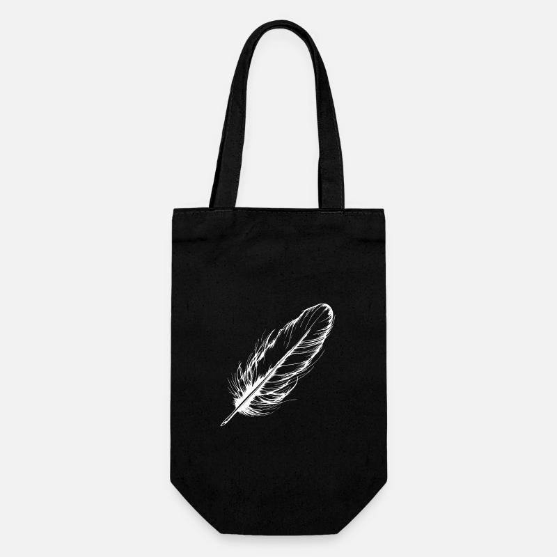 Bird Feather Hand Drawn - Gift Bag for Bottles - black