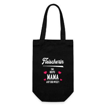 Fleischerin Beste Mama Muttertag Geburtstag Danke - Geschenkbeutel für Flaschen - Schwarz - Vorne