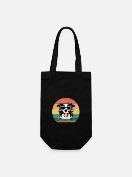 Border Collie - Geschenkbeutel für Flaschen - Schwarz