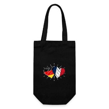 Franzose Deutschland Herz Frankreich - Geschenkbeutel für Flaschen - Schwarz - Vorne