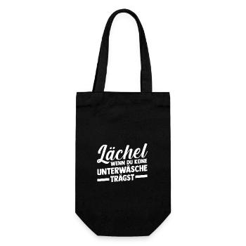Lächel Wenn Du Keine Unterwäsche Trägst - Geschenkbeutel für Flaschen - Schwarz - Vorne