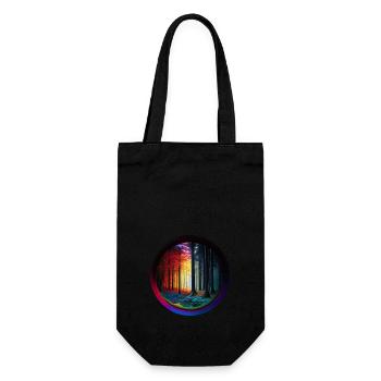Blick in Wald bunt colorfull freigestellt - Geschenkbeutel für Flaschen - Schwarz - Vorne