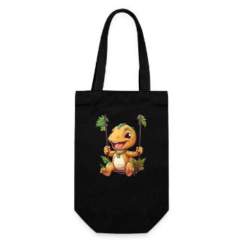 Dino T-Rex on swing, playful - Gift Bag for Bottles - black - Front