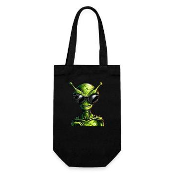 Cool Green Alien - Alien avec des lunettes de soleil - Sac à bouteille - noir - Devant