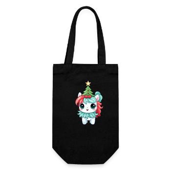 Christmas unicorn with fir tree and - Gift Bag for Bottles - black - Front