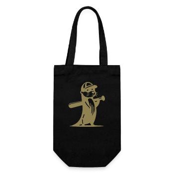 Otter Baseball Silhouette - Geschenkbeutel für Flaschen - Schwarz - Vorne