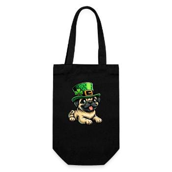 Cute Cartoon Pug St. Patrick's Day Dog - Gift Bag for Bottles - black - Front