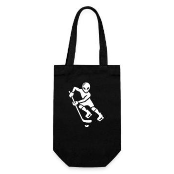 Alien Eishockeyspieler Silhouette minimalistisch - Geschenkbeutel für Flaschen - Schwarz - Vorne