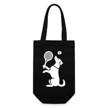 Hund Tennis Silhouette Minimalistisch - Geschenkbeutel für Flaschen - Schwarz - Vorne