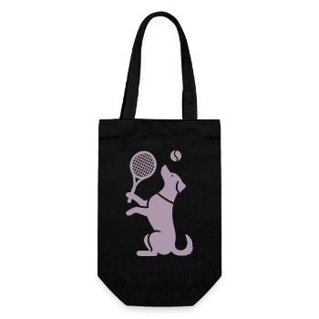 Hund Tennis Silhouette Minimalistisch - Geschenkbeutel für Flaschen - Schwarz - Vorne