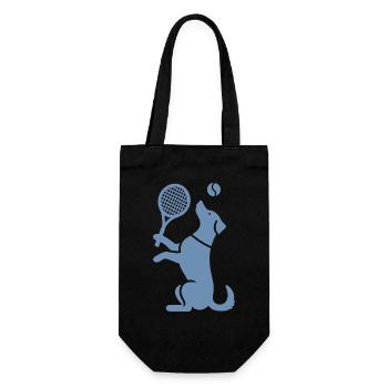 Hund Tennis Silhouette Minimalistisch - Geschenkbeutel für Flaschen - Schwarz - Vorne