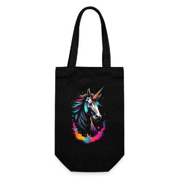 Colorful neon unicorn - a dream landscape - Gift Bag for Bottles - black - Front