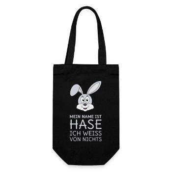 Mein Name ist Hase Ich weiß von nichts - Geschenkbeutel für Flaschen - Schwarz - Vorne