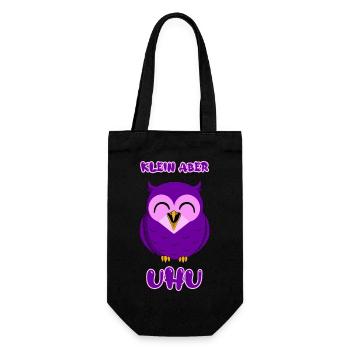 Klein aber Uhu (lila / violett) - Niedliche Eule - Geschenkbeutel für Flaschen - Schwarz - Vorne