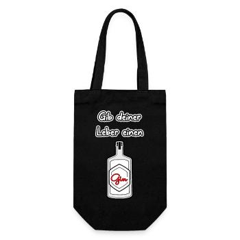 Gib deiner Leber einen Gin - Geschenkbeutel für Flaschen - Schwarz - Vorne