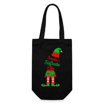süßeste Elfe - Geschenkbeutel für Flaschen - Schwarz - Vorne