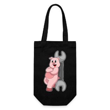 Pig Mechanic Wrench Workshop - Gift Bag for Bottles - black - Front