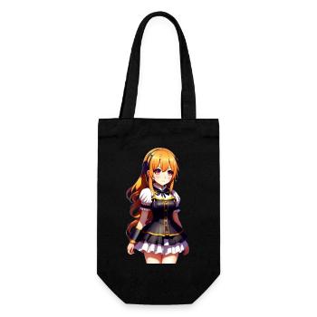Chibi süßes Mädchen. Chibi Süßes Mädchen Aufkleber - Geschenkbeutel für Flaschen - Schwarz - Vorne