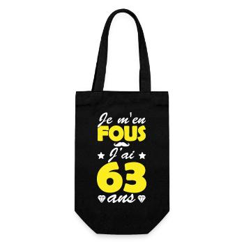 je m en fous j ai 63 ans / cadeau anniversaire 63 - Sac à bouteille - noir - Devant