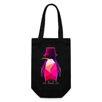 penguin with a hat Ur-Tshirt - Geschenkbeutel für Flaschen - Schwarz - Vorne