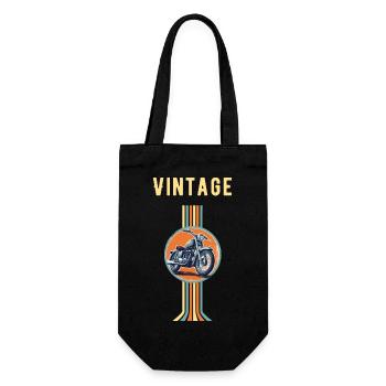 Vintage motorcycle - Gift Bag for Bottles - black - Front