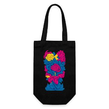 Fleurs (bleu, rouge, jaune) - Sac à bouteille - noir - Devant