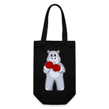 Nilpferd Boxer Boxhandschuhe Boxen - Geschenkbeutel für Flaschen - Schwarz - Vorne