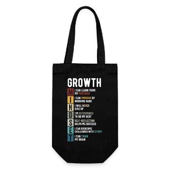 Definition des Growth Mindset - Motivierende Zitate - Geschenkbeutel für Flaschen - Schwarz - Vorne
