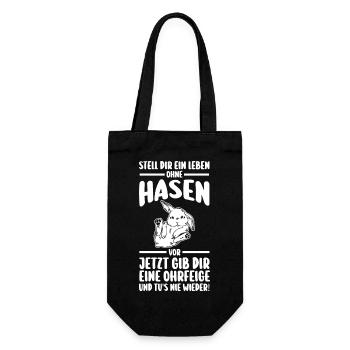Kaninchen Hase - Geschenkbeutel für Flaschen - Schwarz - Vorne