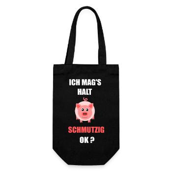 Schwein Ich mag`s schmutzig - Geschenkbeutel für Flaschen - Schwarz - Vorne
