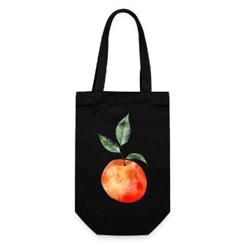 glowing peach with leaves illustration - Gift Bag for Bottles - black - Front