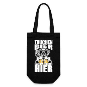Funny saying: Diving, beer, that's why I'm here - Gift Bag for Bottles - black - Front