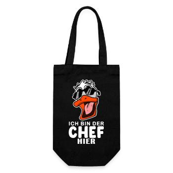 Chef Spruch Anführer Ente Motiv - Geschenkbeutel für Flaschen - Schwarz - Vorne