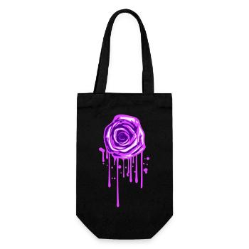 Rose Blüte Graffiti Tropfen Röschen Romantisch - Geschenkbeutel für Flaschen - Schwarz - Vorne