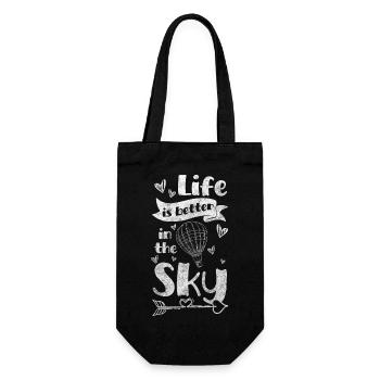 Hot Air Balloon Flying Exciting Blue - Gift Bag for Bottles - black - Front