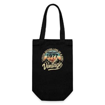 February 1977 Vintage Retro, February 1977 Gift - Gift Bag for Bottles - black - Front