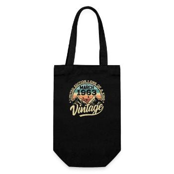 March 1963 Birthday - Born March 1963 - Gift Bag for Bottles - black - Front